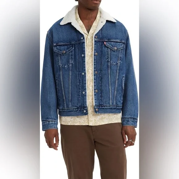 Levi’s Vintage Fit Sherpa Denim Trucker Jacket Men’s Size Small - Picture 1 of 7